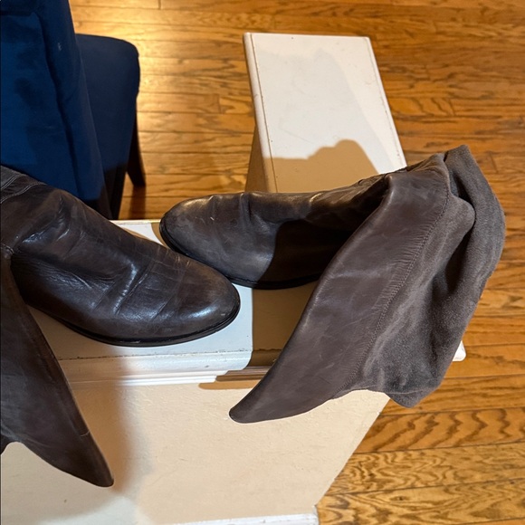 Cole Haan Tall Grey Leather and Suede Pull on Boots - Picture 7 of 7